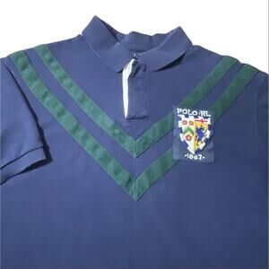 Ralph Lauren Custom Fit Lion Crest Polo Shirt Lion Crest Sewn Navy Blue XXL Men